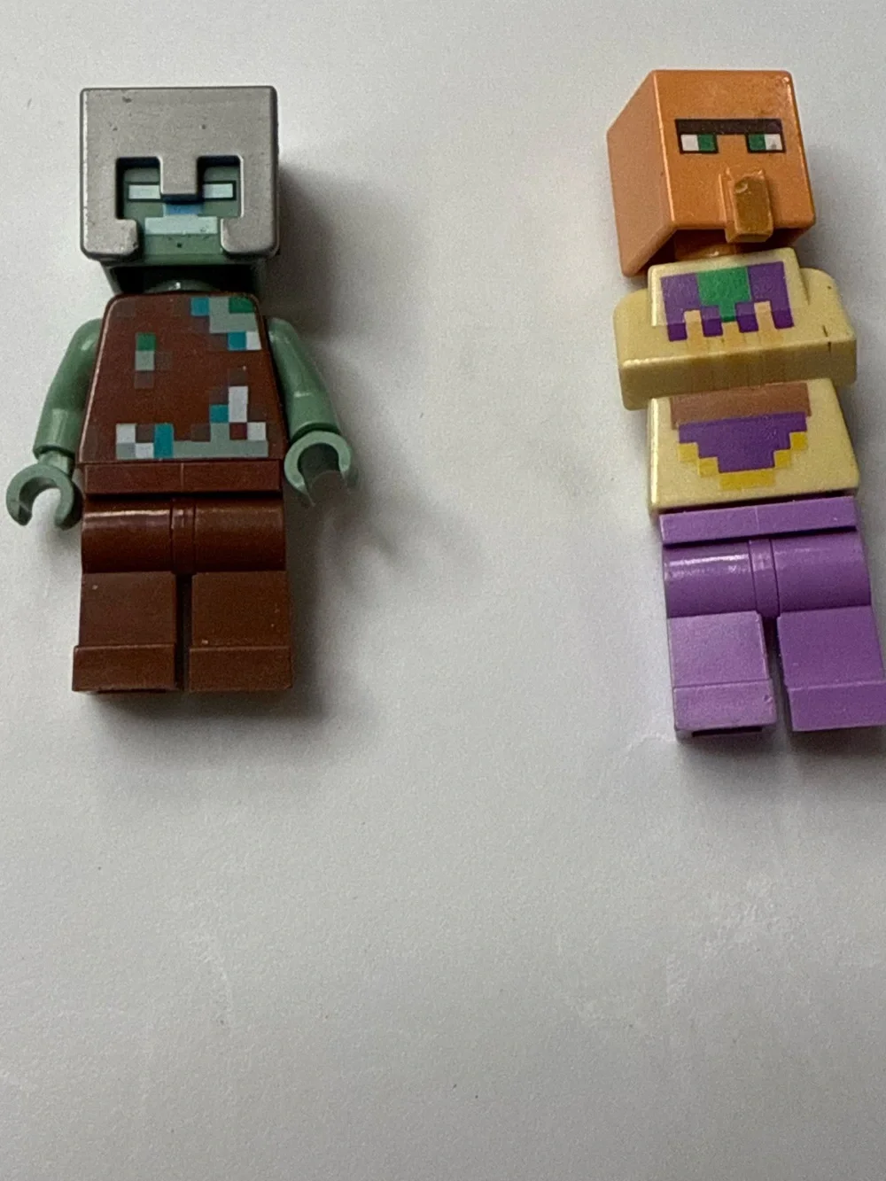 Minecraft Villager and Zombie Miner Minifigure Set - Green, Brown, Purple